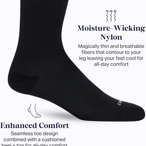 Comrad Nylon Knee High Socks black size L NWT in packaging - Picture 4 of 8